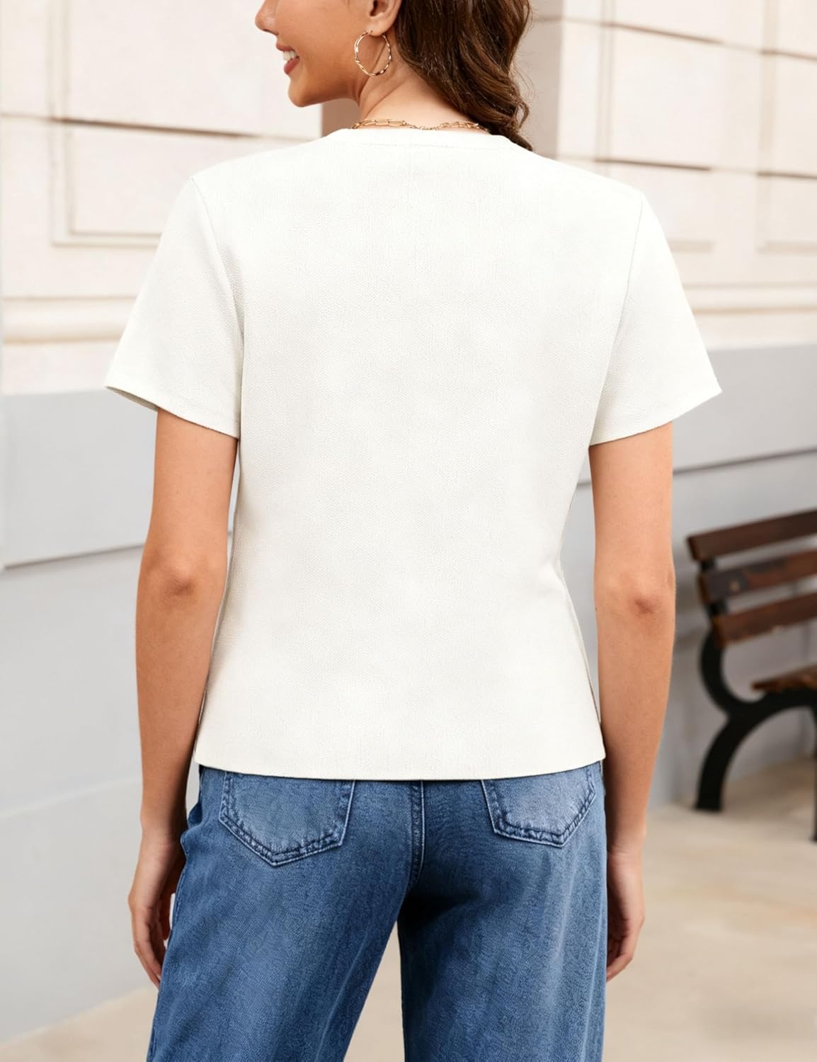 Women's Cardigan Sweater Short Sleeve V Neck Golden Button Down Front Blouse Casual Knitwear Top