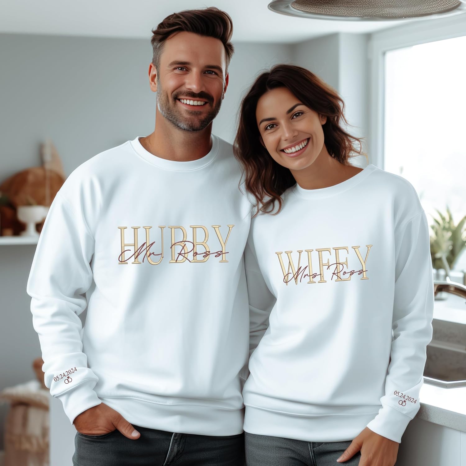 Embroidered Sweatshirt, 100% Cotton Hubby Sweatshirt, Valentines Gift for Husband, Couples Gift, Engagement Gift, Wedding Gift, Gift for Groom, Newlywed Honeymoon Present - Image 6