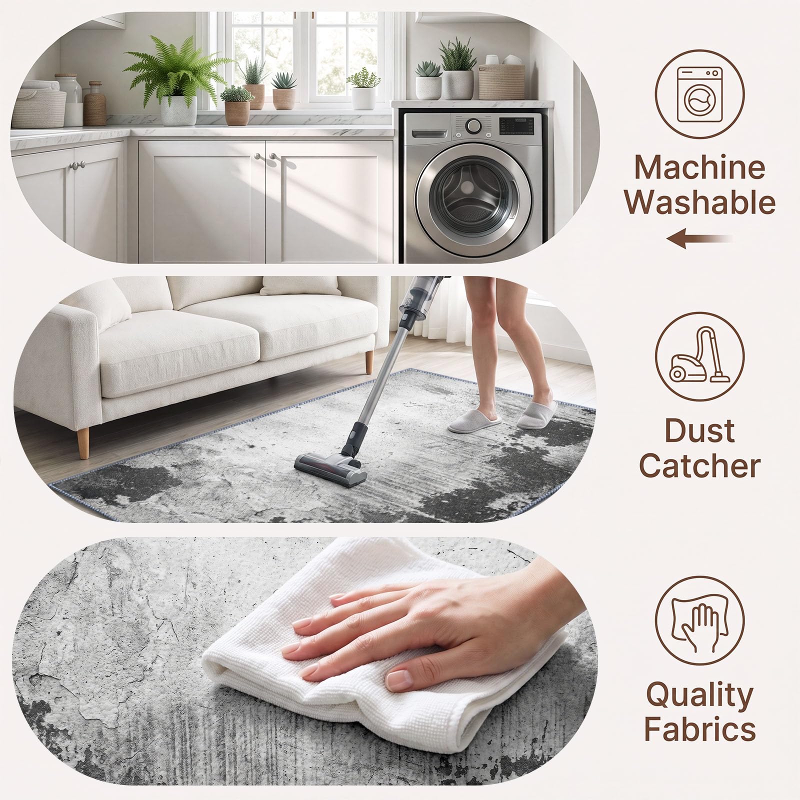 Tapis en Flanelle Douce 160 x 230 cm Abstrait Texture Rugueuse Vieilli Tapis de Salon Moderne, Antidérapant et Lavable en Machine – Idéal Chambre, Couloir – Poils Courts Facile à Nettoyer, Gris