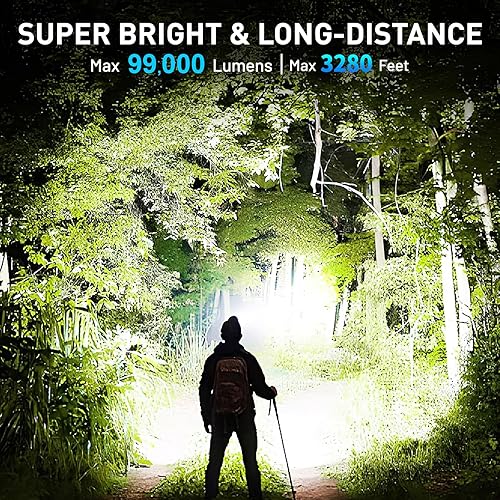 Miniatura 2 de Paquete de 2 faros LED recargables, 99000 lúmenes, lámpara de cabeza súper brillante con 3 modos y ajustable a 90, faro más brillante de 30 horas de
