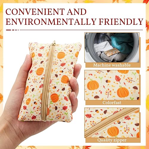 Miniatura 5 de Sherr 5 piezas de pañuelos para bolso, bolsillo para pañuelos, reutilizable, bolsa de pañuelos de viaje, cremallera cerrada, tamaño pequeño, patrón