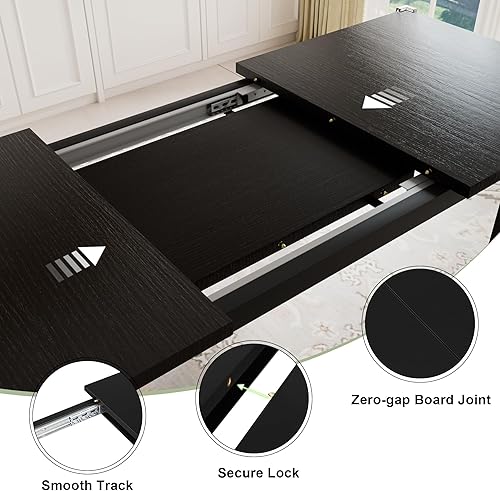 Miniatura 4 de Feonase Juego de mesa de comedor de 7 piezas con 6 taburetes, juego de mesa de cocina grande extensible de 63 pulgadas para 4 a 8, mesa de comedor