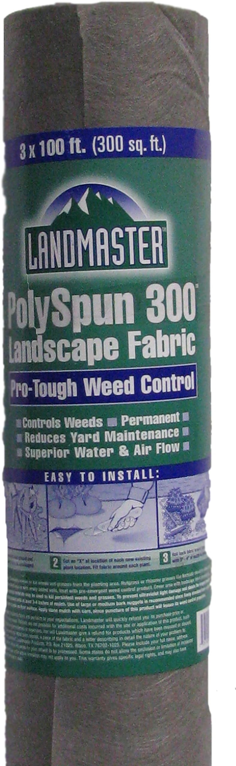 Landmaster 100063916 PolySpun 300 Premium Grade Landscape Fabric, 3' x 100', Black