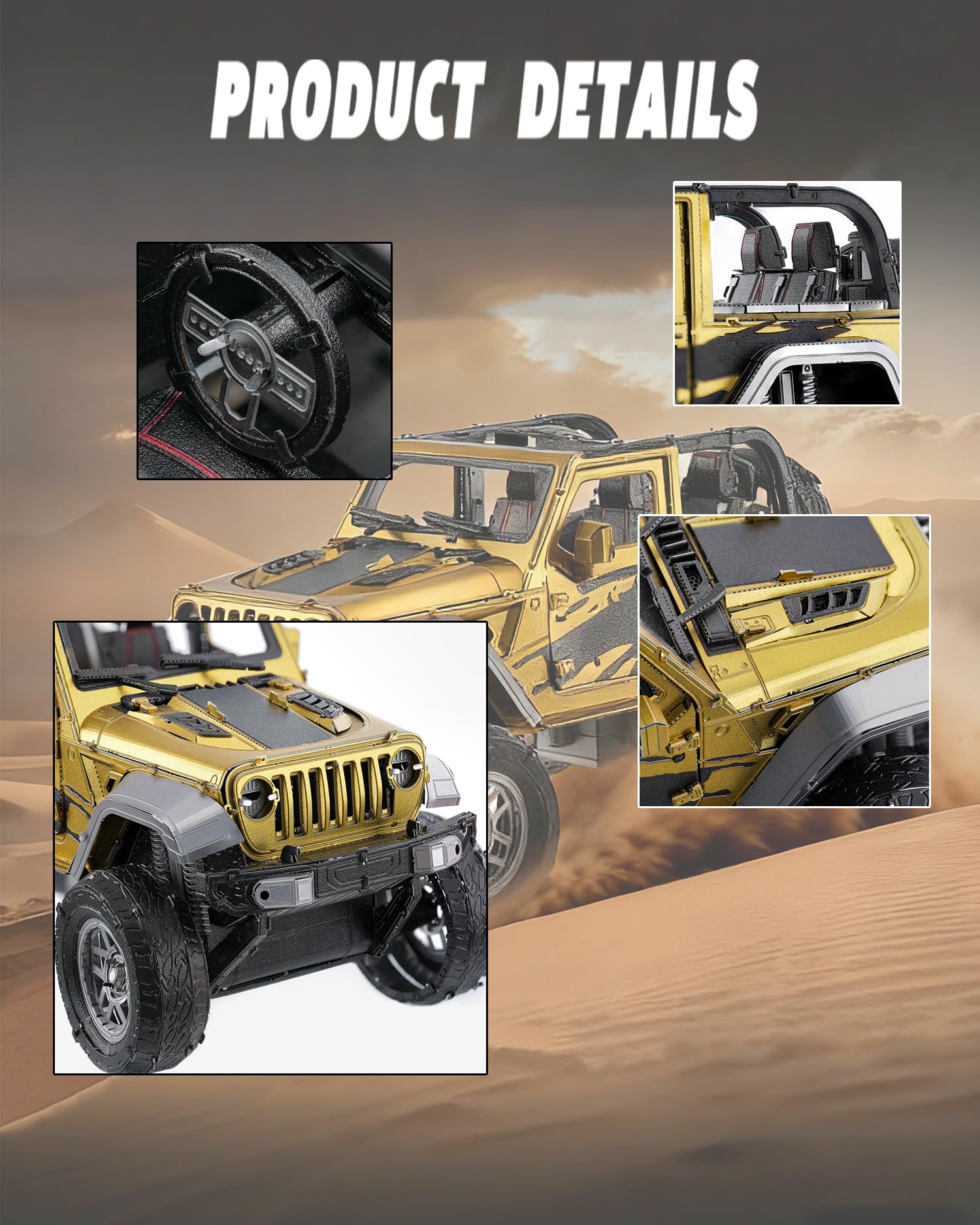 Piececool Metal 3D Puzzle Off-Road Vehicle, High difficulty Model Kits for Adults to Build 304 Stainless Steel - Image 4