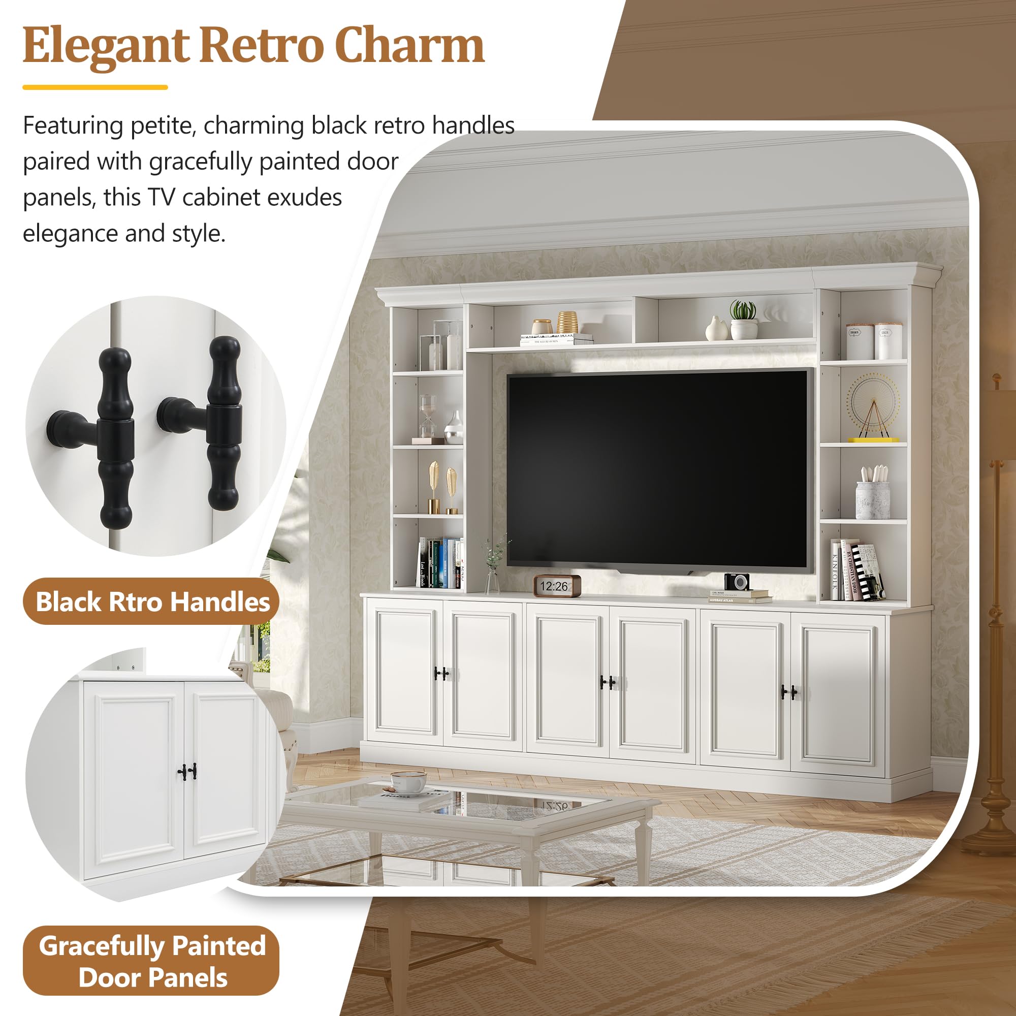 Merax 97.4' W Wall Unit Entertainment Center, TV Stand for TVs Up to 70', Mid-Ce — product photo