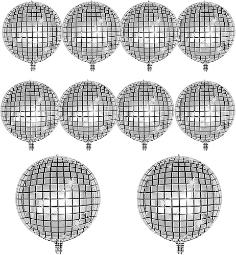 10 globos redondos plateados de discoteca 4D de los años 70, 80, 90, decoración de globos de discoteca para despedida de soltera, suministros de