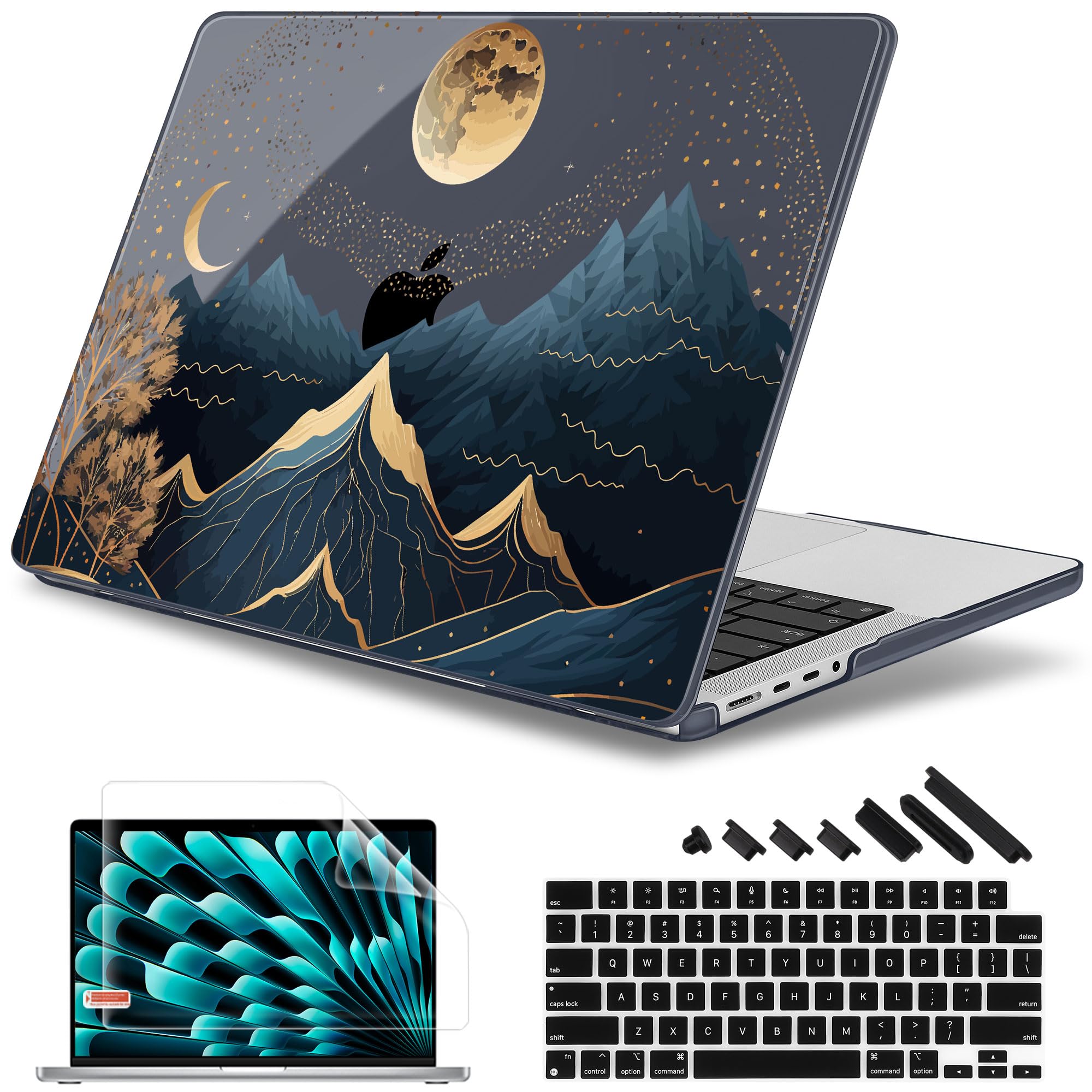 May Chen Case for M4 MacBook Pro 14 inch, Plastic Hard Shell Case with Keyboard Cover, Traditional