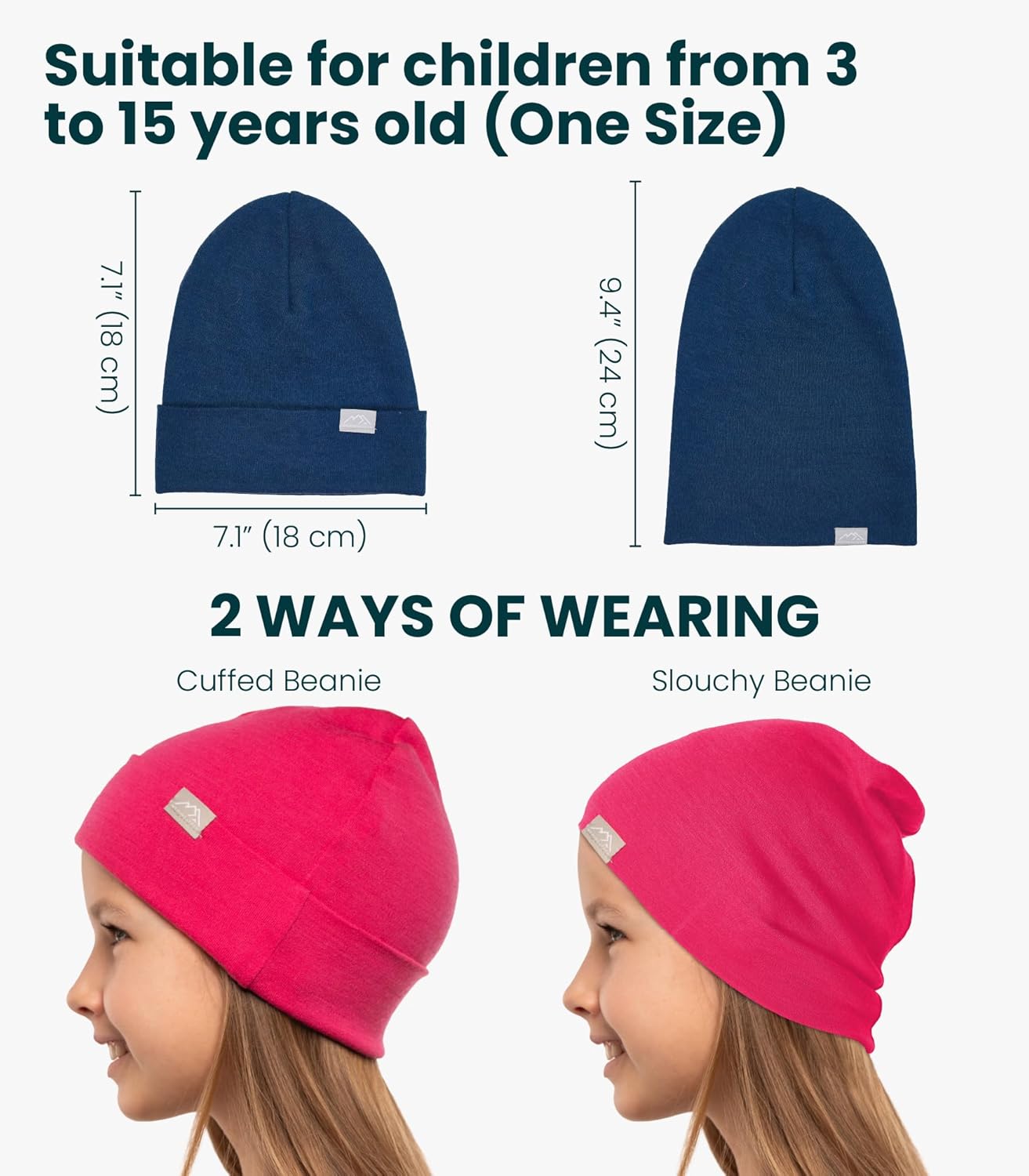 Merino Wool Beanie Kids - Unisex Cuff Wool Beanie Cap for Children - Breathable, Ideal for Sensitive Skin Winter Essential - Image 4