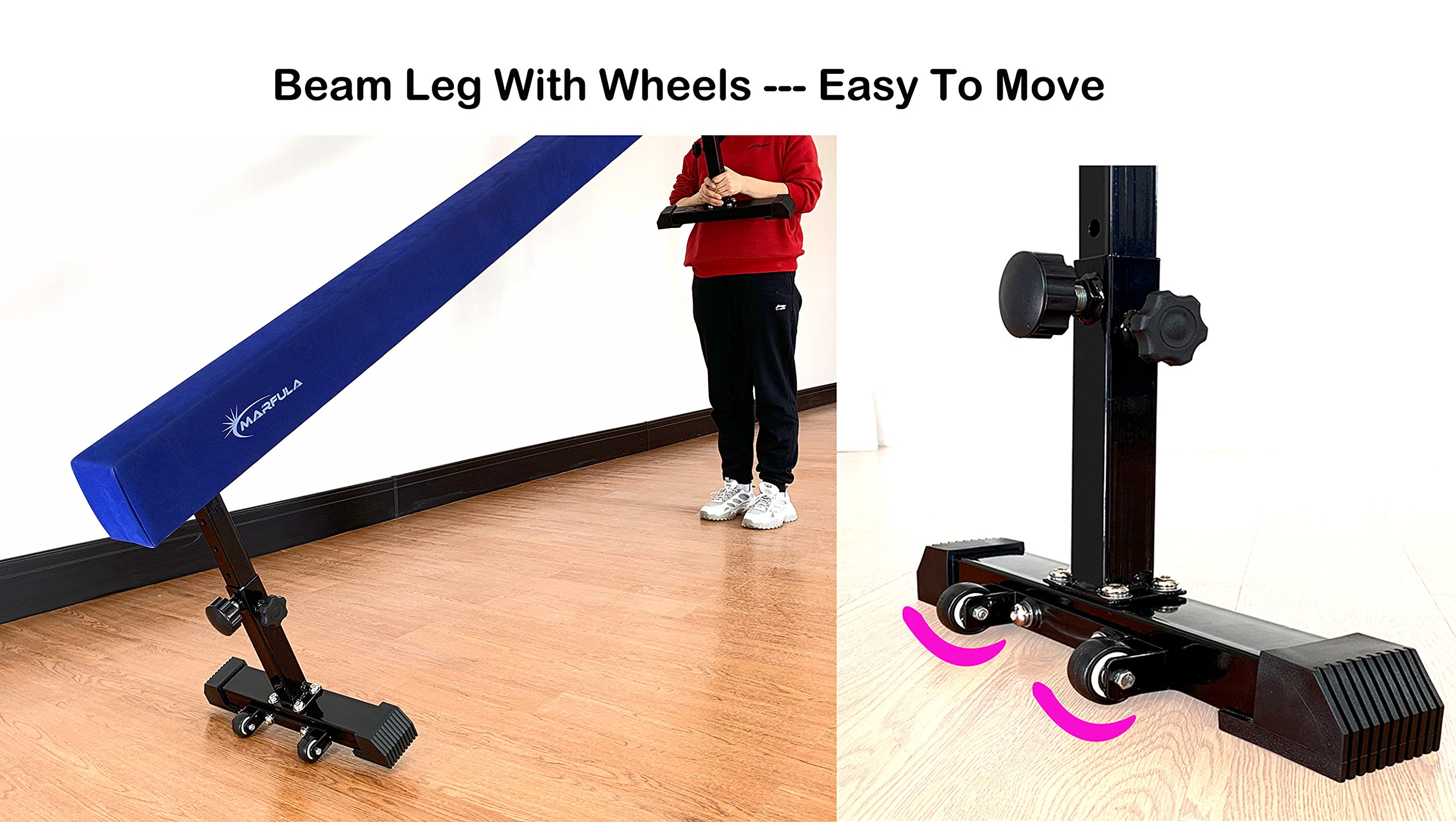 MARFULA 8 Feet Adjustable Gymnastics Balance Beam Gymnastics Training Equipment for Kids Home