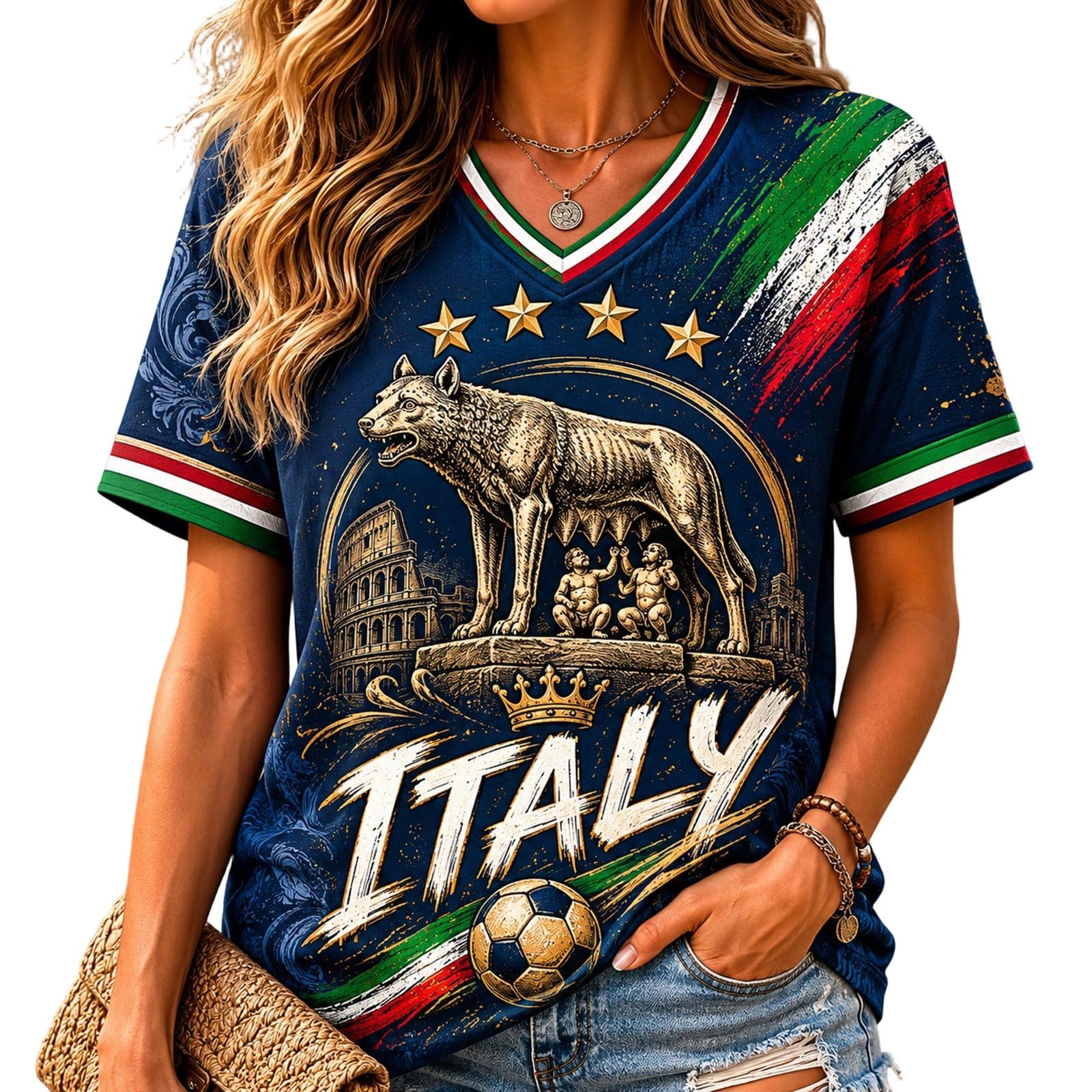 England Football Shirt 2026 Womens Casual V Neck Short Sleeve Tops Breathable Lightweight Print World Cup Football T Shirts 2026 Football Match Fan Support T-Shirts Blue M