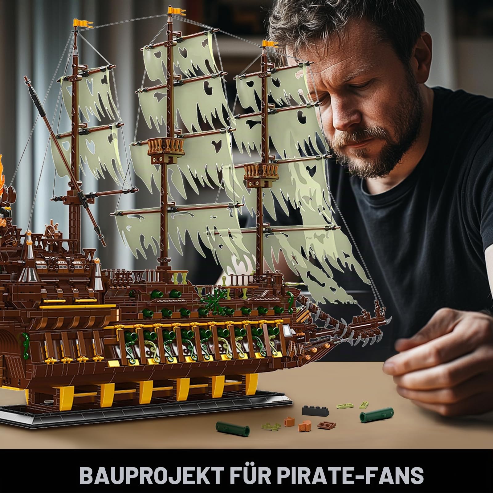 JMBricklayer Piratenschiff Bausteine 40101, Flying Dutchman Piratenschiff Klemmbausteine, Segelschiff Modellbausatz, Schiff Spielzeug Geschenke für Erwachsene und Jugen