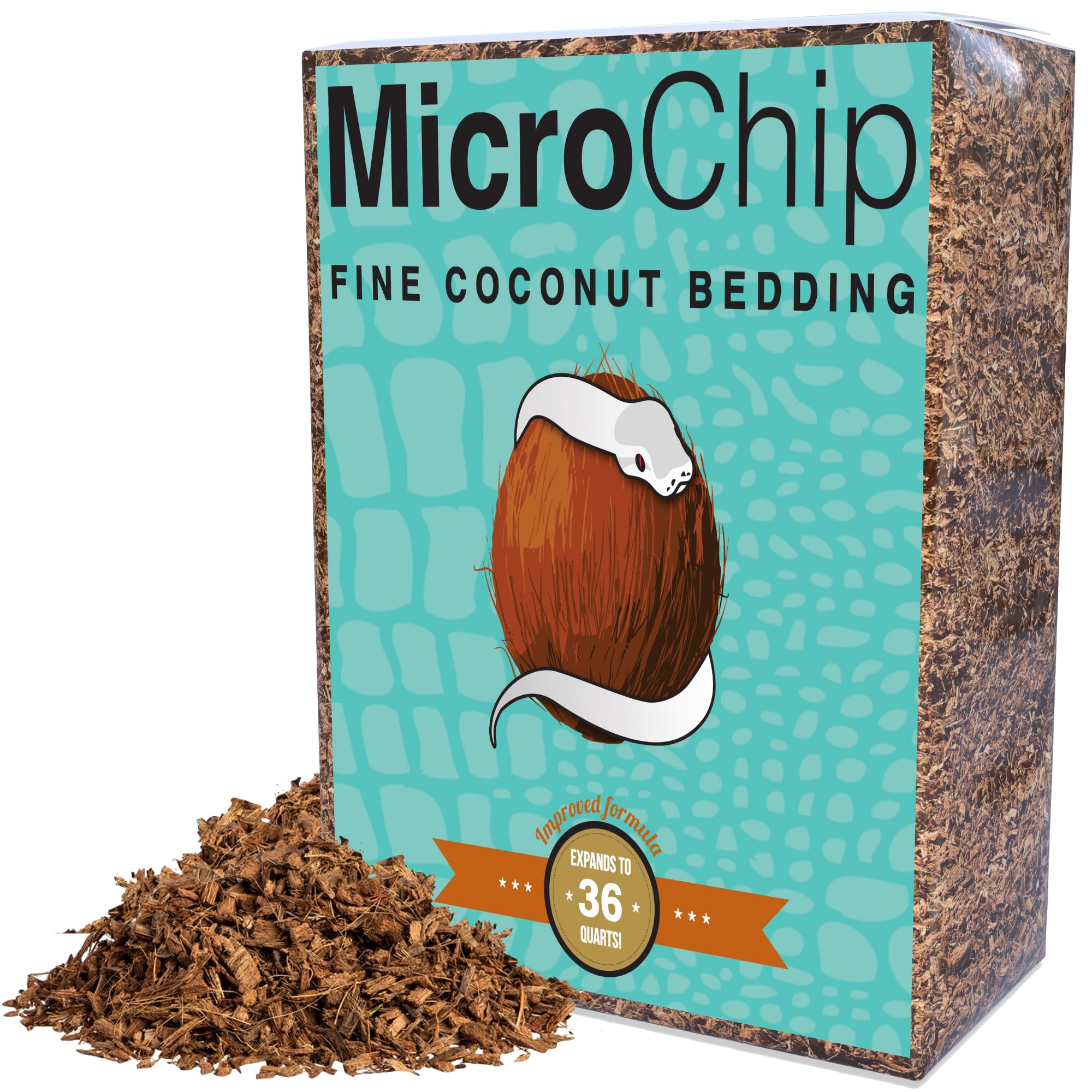 Microchip Coconut Substrate for Inverts and Reptiles Loose Fine Coconut Husk Chip Mix Reptile and Tarantula Bedding for Terrarium Floor (36 Quart)