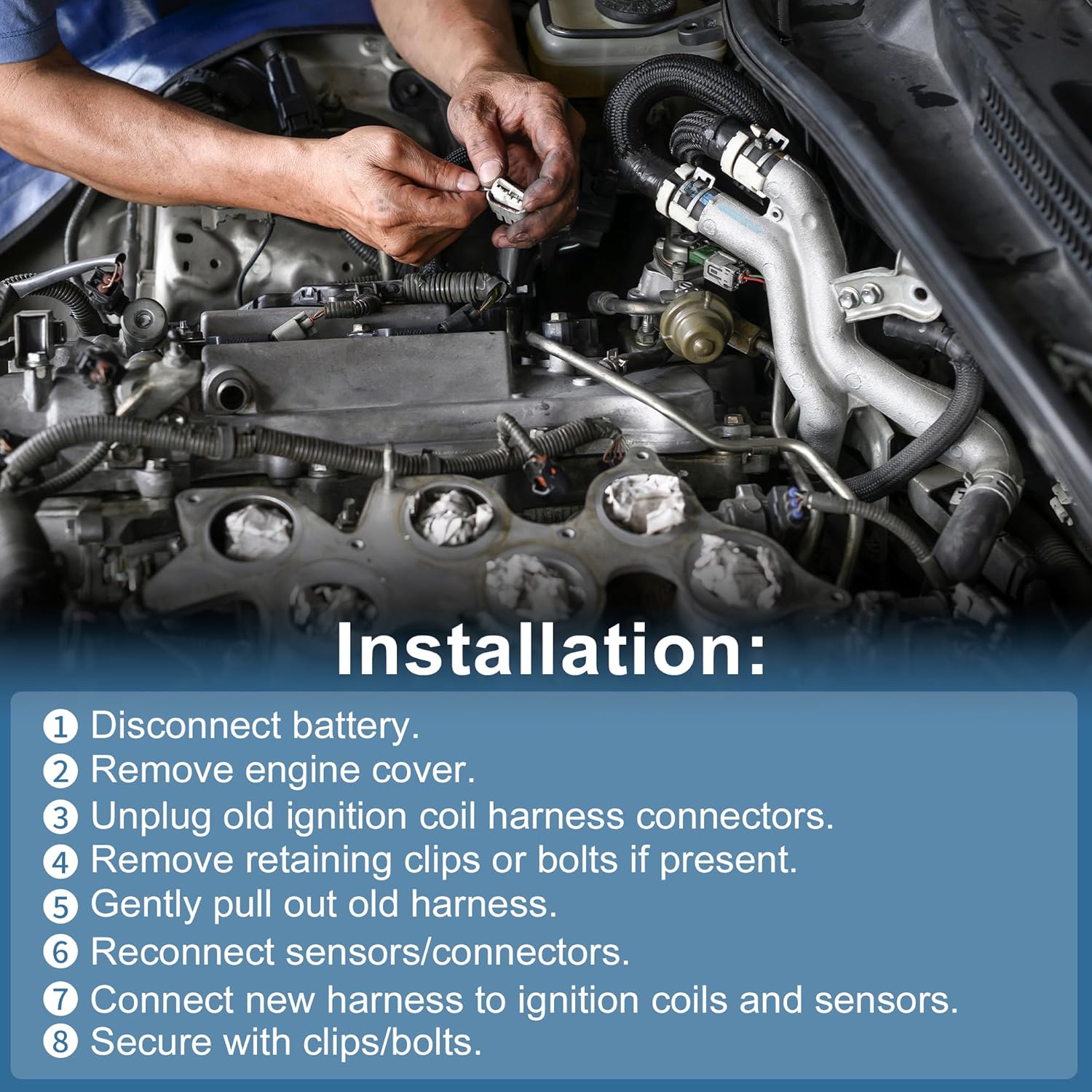 ACROPIX 2pcs Ignition Coil Wire Harness for Chevrolet Silverado 2500 HD for GMC Sierra 2500 HD 3500 8.1L 2001-2002 for LS1 LS6 Engines D580 No.12558948/19421259