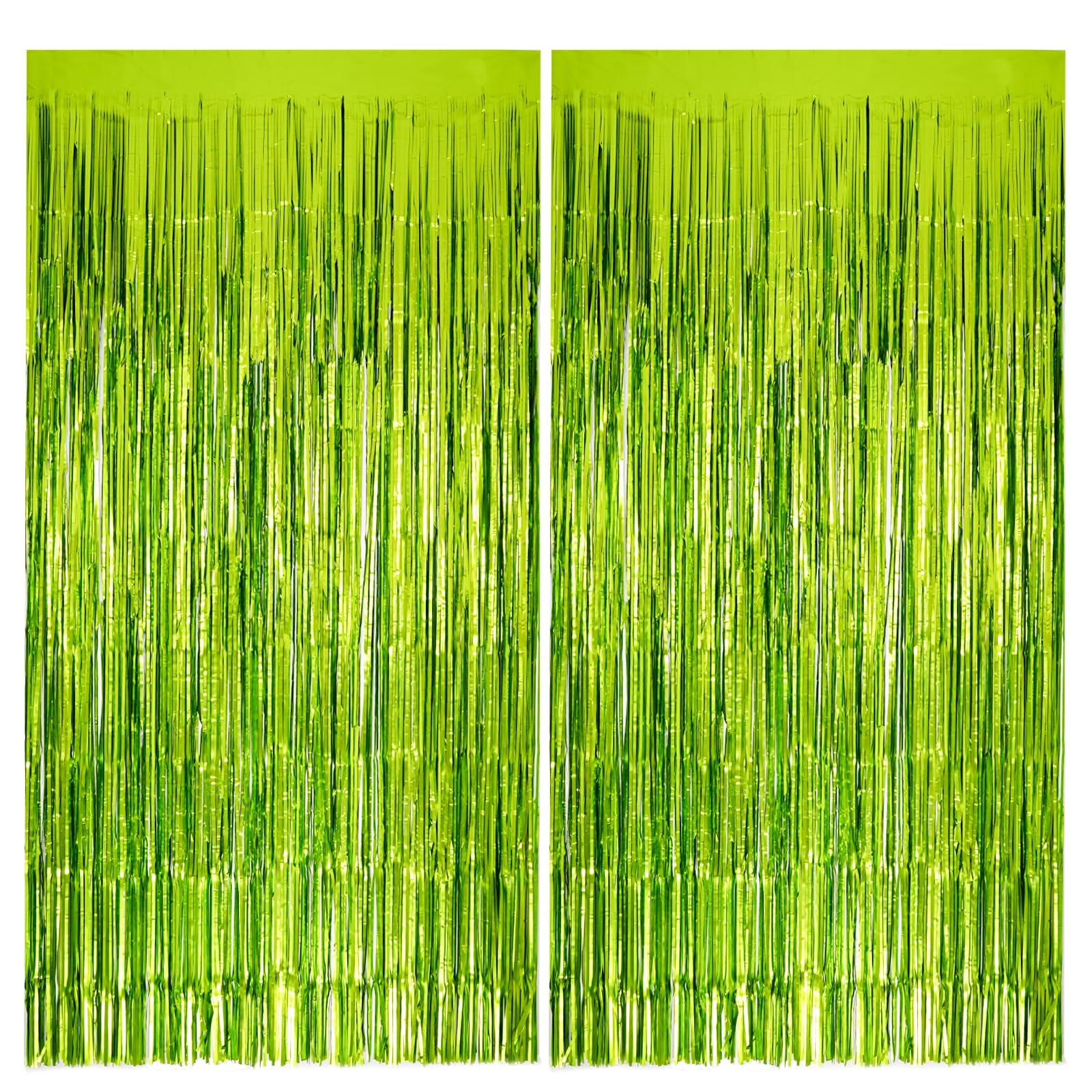 Vagilelf Matte Lime Green Tinsel Foil Curtains Backdrop Party Decorations