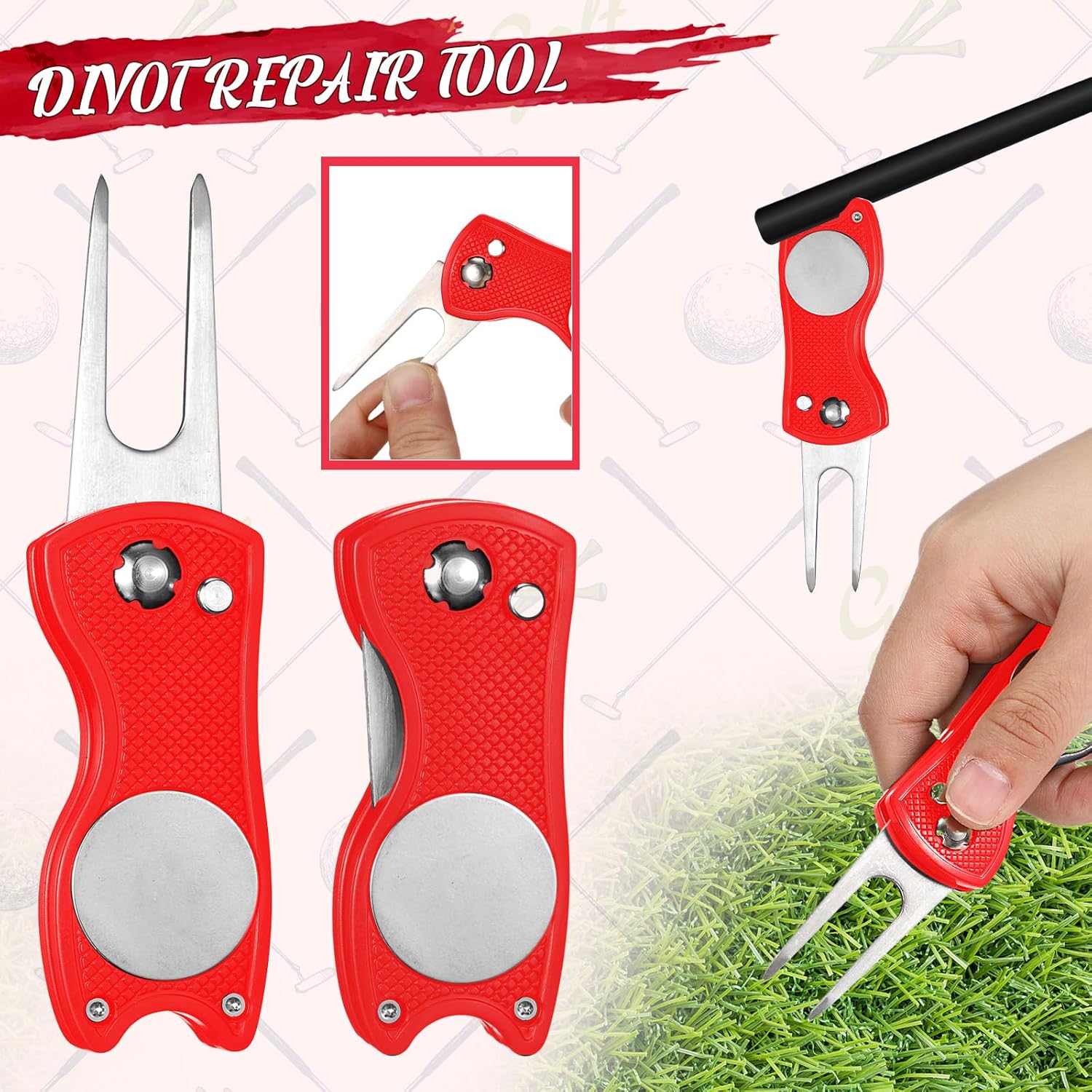 Syhood 21 Pcs Golf Accessories Kit Cleaning Kit Include Golf Brush, Towel, Groove Sharpener, Divot Repair Tool, Ball Alignment Portable Tool Gifts for Men or Women - Image 7