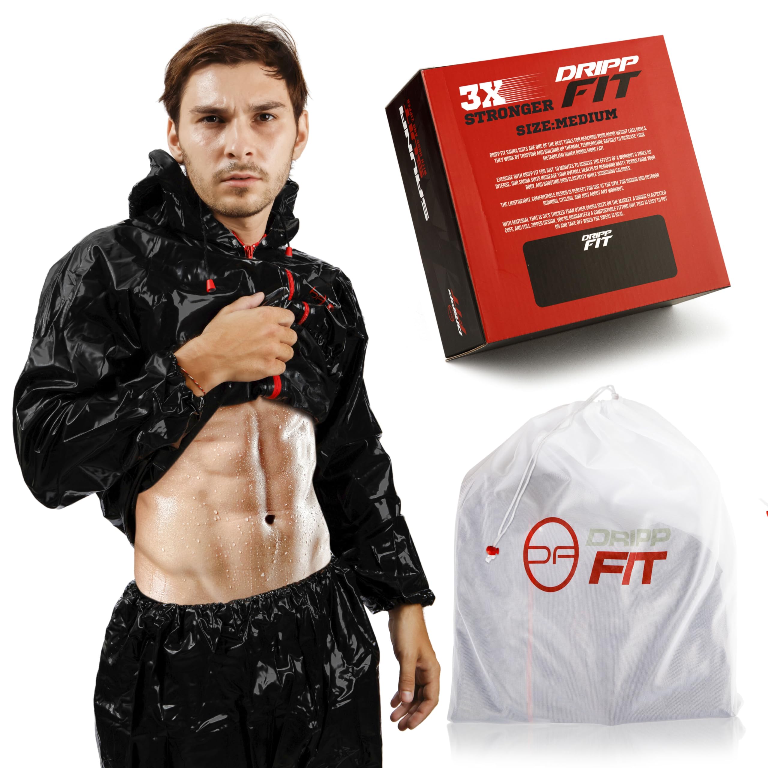 Dripp Fit Sauna Suit Premium Ultra Strong Sweat Suit for Men and Women Includes Machine Safe Wash Bag (XX-Large)