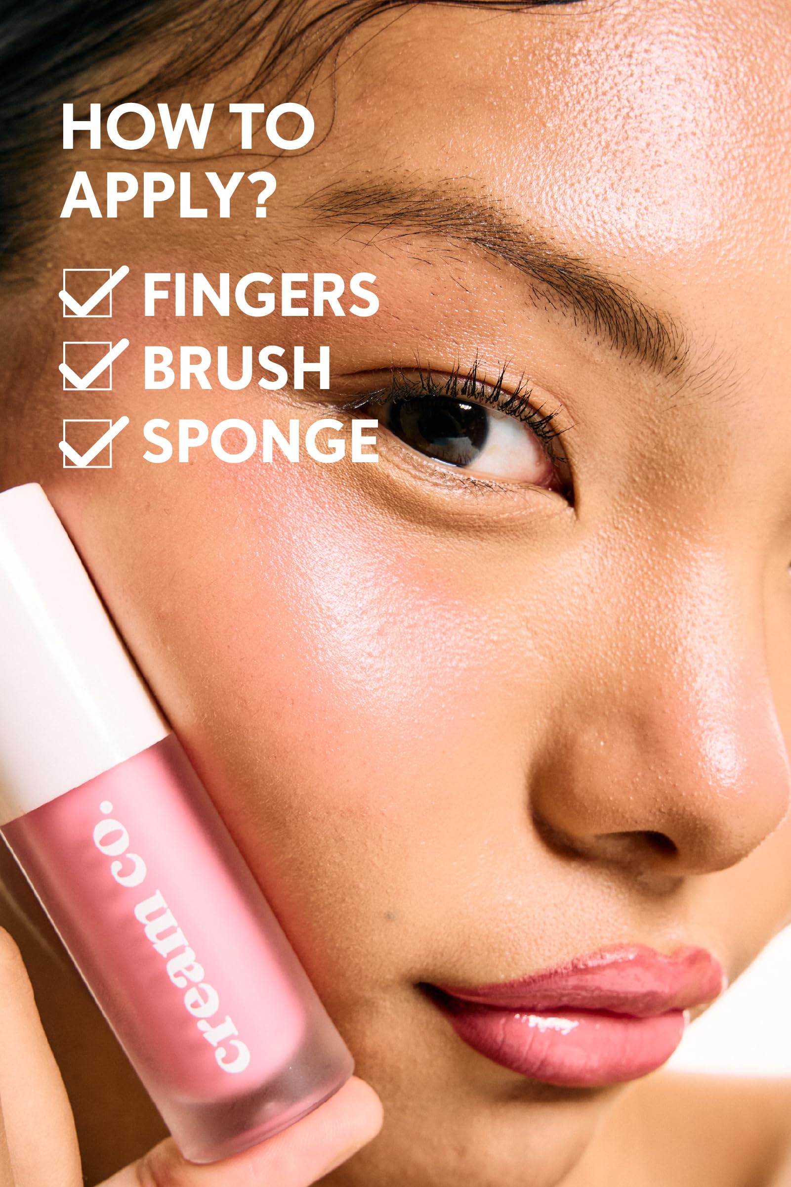 Cream Co. Allık Ruj Göz Farı Glow Tint Baby Pink, Nemlendirici Makyaj, 508 Pastel Pembe, Hyaluronik Asit Peptit