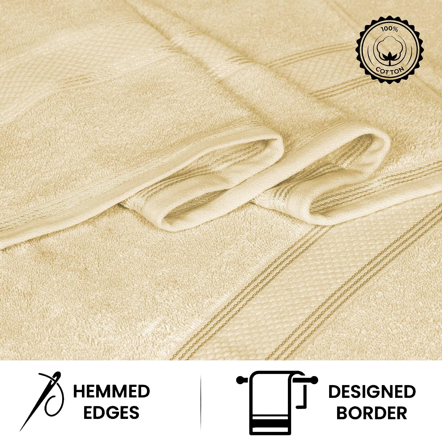 Casa Lino 8 Piece Bath Towel Set, 2 Bath Towels, 4 Washcloths, 2 Hand Towel image 4