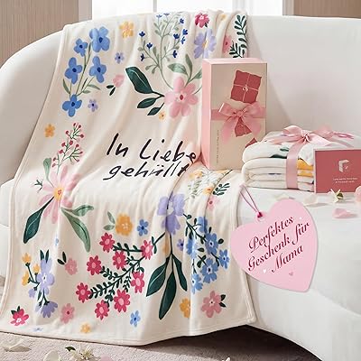BEDSURE Geschenke für Freundin Kuscheldecke - Deko Decke für Freund, Papa, Oma, Mama & Frauen - Weiche Flauschige Fleecedecke, Geschenk für Muttertag, Vatertag, Geburtstag - 130x150 cm Weiß Blumen