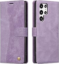 QLTYPRI Case for Samsung Galaxy S26 Ultra, Premium Flip Folio PU Leather Wallet Case with Magnetic Closure Card Holder Kickstand Shockproof Protective Phone Cover for Galaxy S26 Ultra - Retro Purple