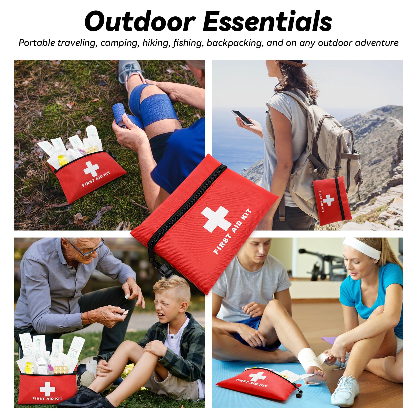 Faylapa 12 mini bolsas vacías de primeros auxilios, bolsa esencial de viaje con cremallera para viajes, hogar, oficina, vehículo, camping, senderismo (solo bolsa)
