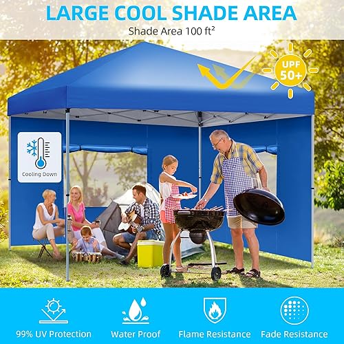 Miniatura 4 de DWVO Tienda de campaña desplegable de 10 x 10 pies con 4 paredes laterales extraíbles, toldo al aire libre fácil de instalar con 3 ventanas de