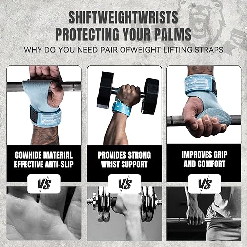 Miniatura 6 de MANUEKLEAR - Correas de gimnasio para levantamiento de pesas, correas dobles de cuero para levantamiento de pesas para hombres, con correa de muñeca