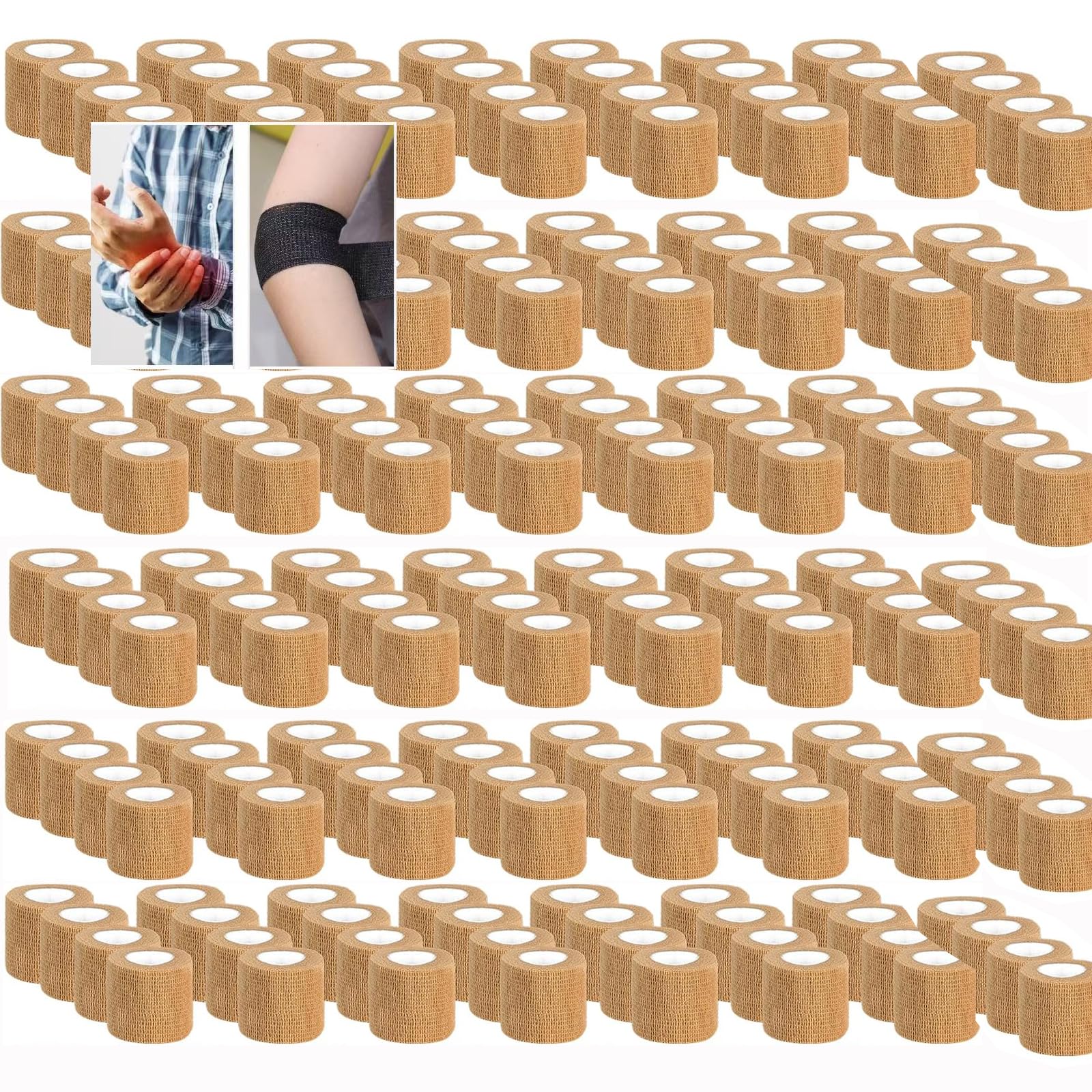 Bandage Autoadhésif, 120 Rouleaux Bande Cohésive 5cm x 4,5m Bandage Autoadhésif Cohésifs Bande Pansements Vet Wrap Chien Cheval Chat Élastique des Sports Bandage pour Doigt Poignet ou La Cheville