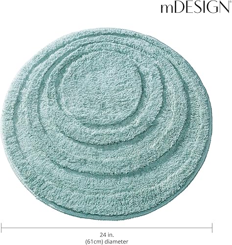 Miniatura 3 de mDesign Tapete redondo antideslizante de microfibra suave de poliéster, tapete de felpa absorbente de agua para tocador de baño, bañeraducha, diseño