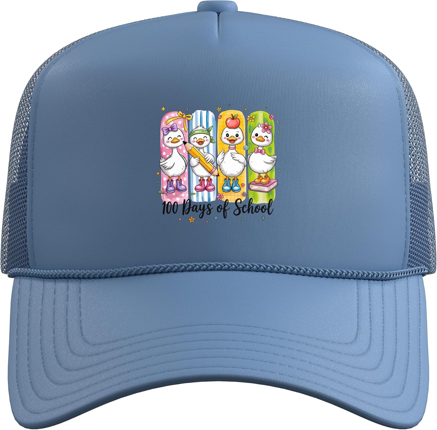 Cute Smart Teacher Student 100th Day of School Trucker Hat with Adjustable Mesh Back image 2