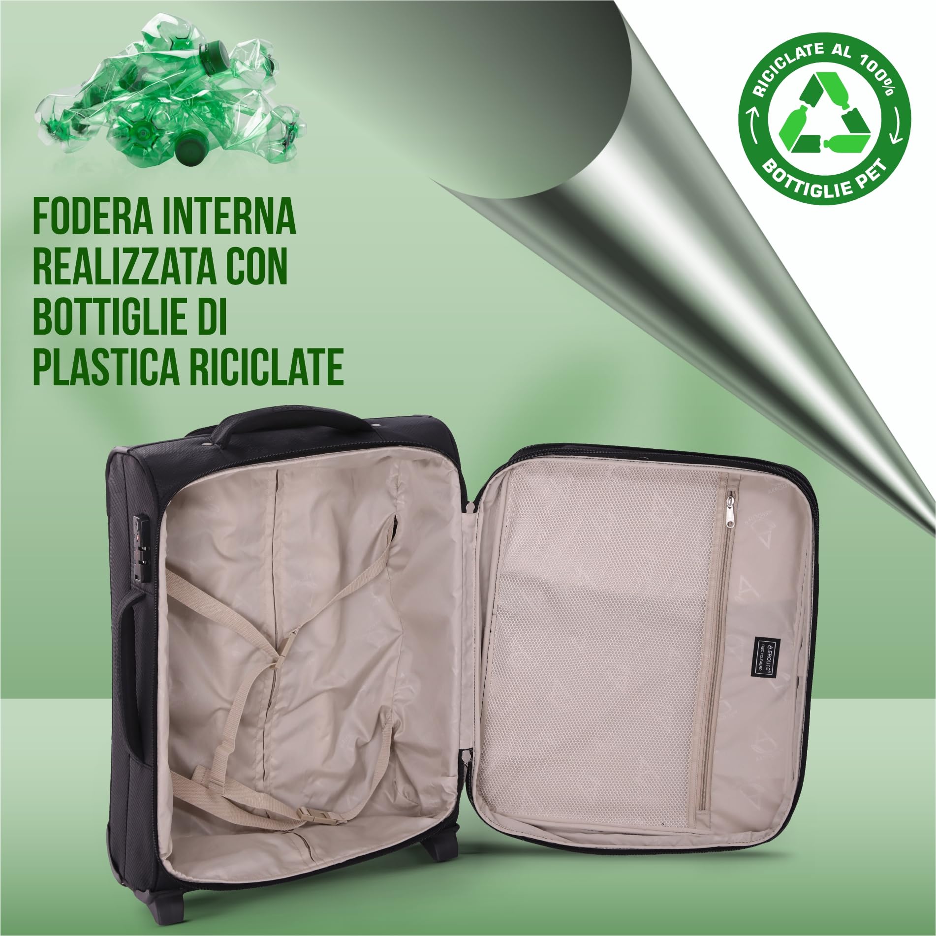 Aerolite espandibile 55x40x20 a 55x40x23 Valigia leggero Trolley Bagaglio a mano