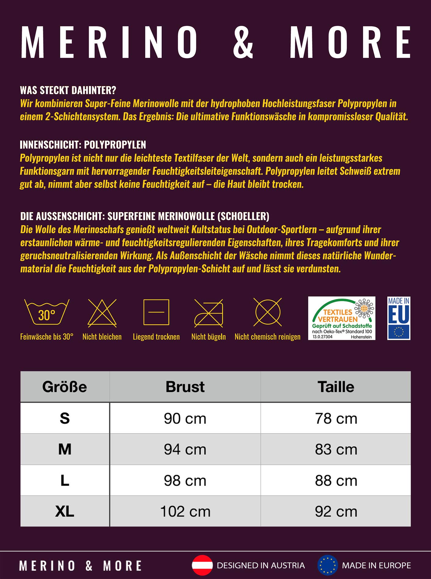 Merino & More Koszulka męska z długim rękawem, bielizna funkcyjna z wełny merynosów, długi t-shirt, czarno-szara