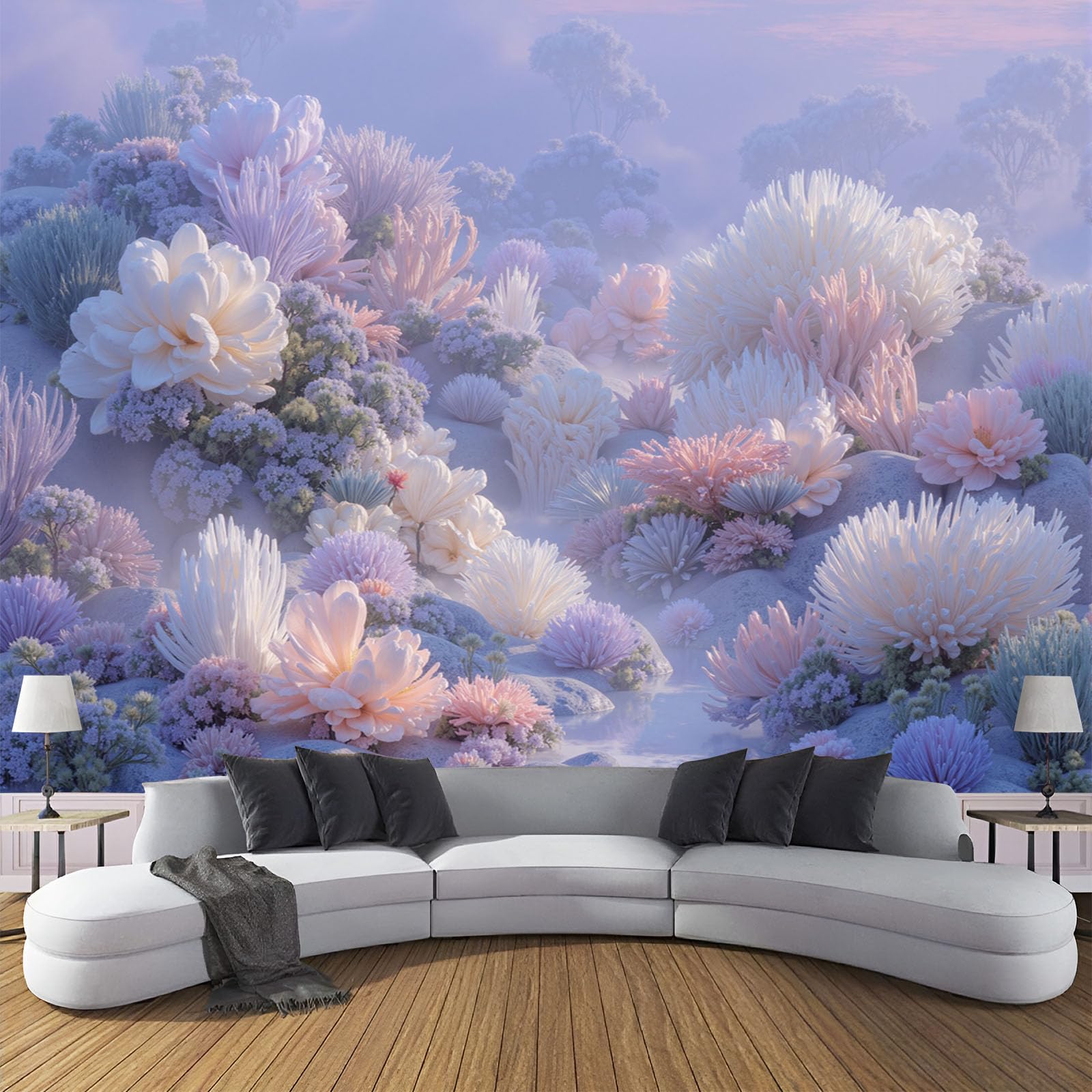 Papier Peint rose Motif Océan de rêve pour transformer le mur de votre salon
