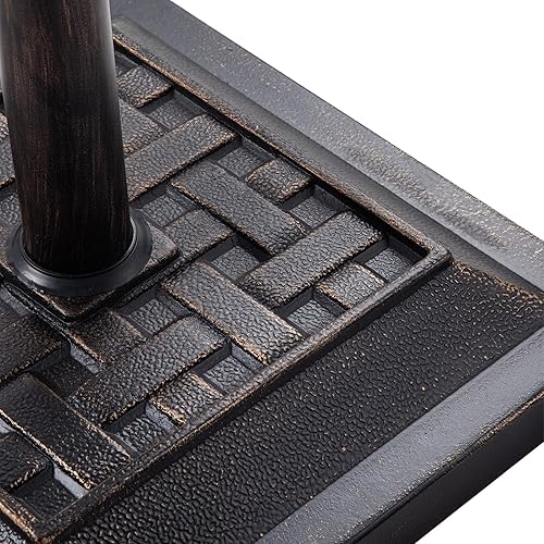 Miniatura 6 de FLAME&SHADE Base cuadrada de 26 libras para sombrilla de mesa de mercado de patio, para exteriores, bronce