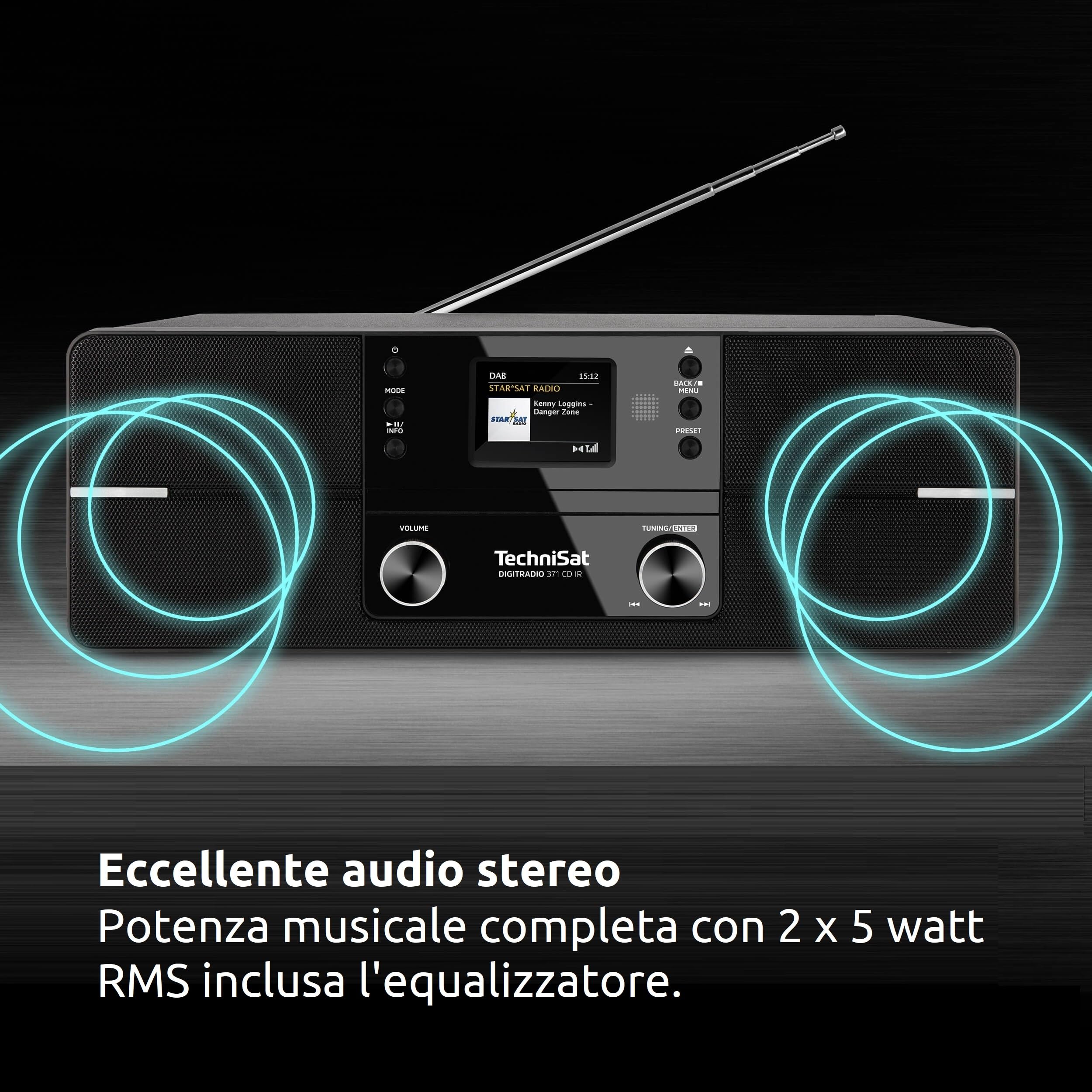TechniSat DIGITRADIO 371 CD IR Internetradio Stereo DAB+ VHF CD WLAN Bluetooth 10 W nero