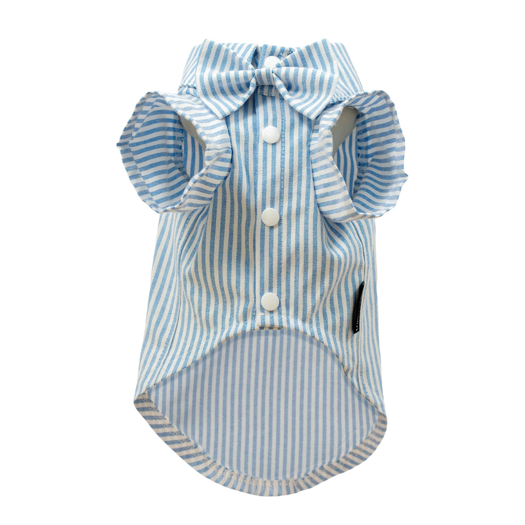 Plaid Dog Shirt,Soft Casual Pet Shirt Clothes, Dog Cotton Shirt with Bow Tie for Wedding,Christmas Costumes (Light Blue Stripe, Medium)