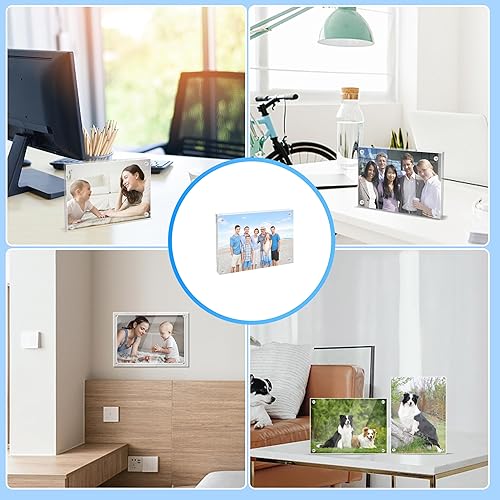 Miniatura 5 de A & R 1 paquete de marcos de fotos acrílicos de 4 x 6, marco magnético, marco de fotos transparente de doble cara de 10 + 0.394 in de grosor,