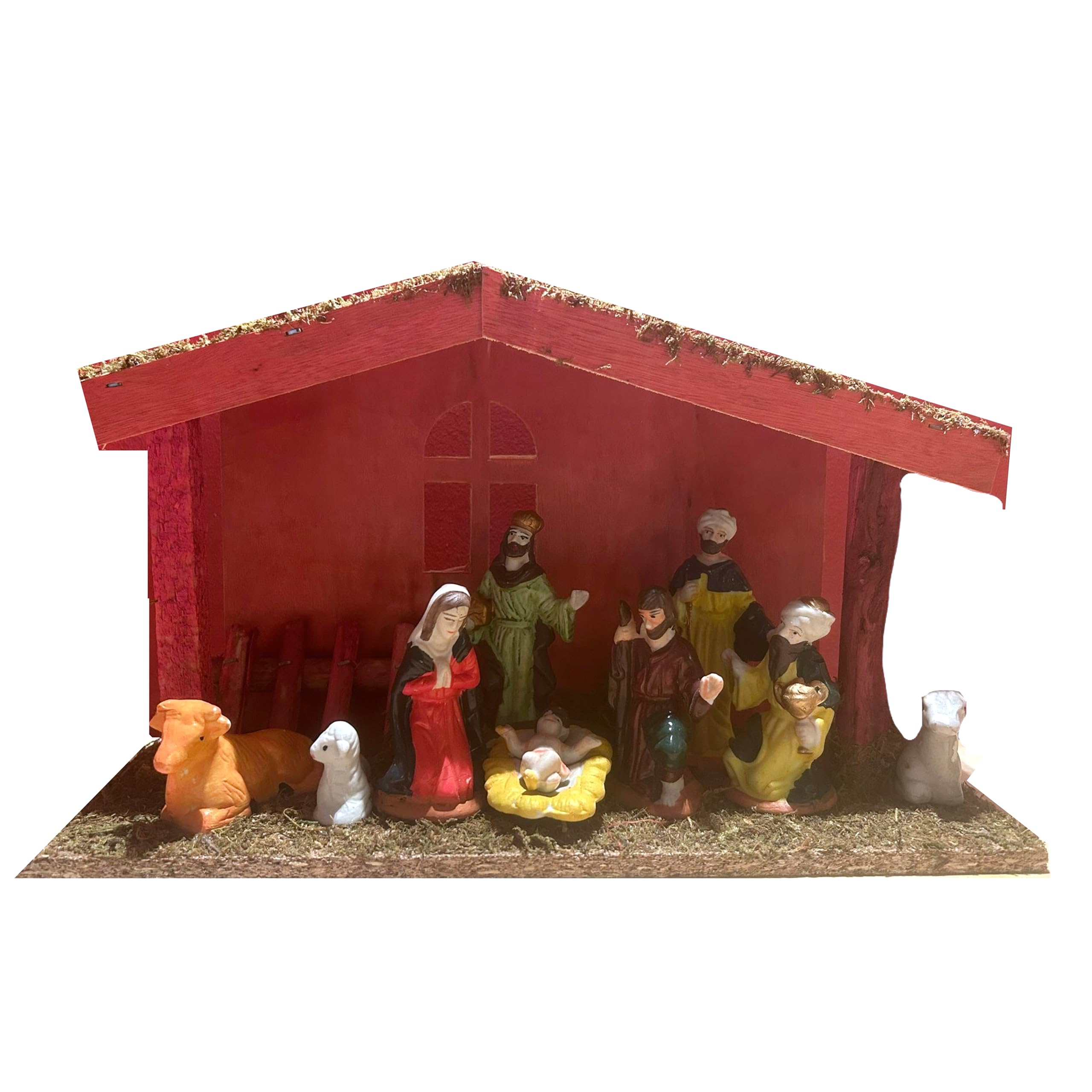 eBoutik - Christmas Nativity Scene Set Indoor Religious Festive Decoration For Home - Festive Decor For Christian Celebration - Jesus in the Mager