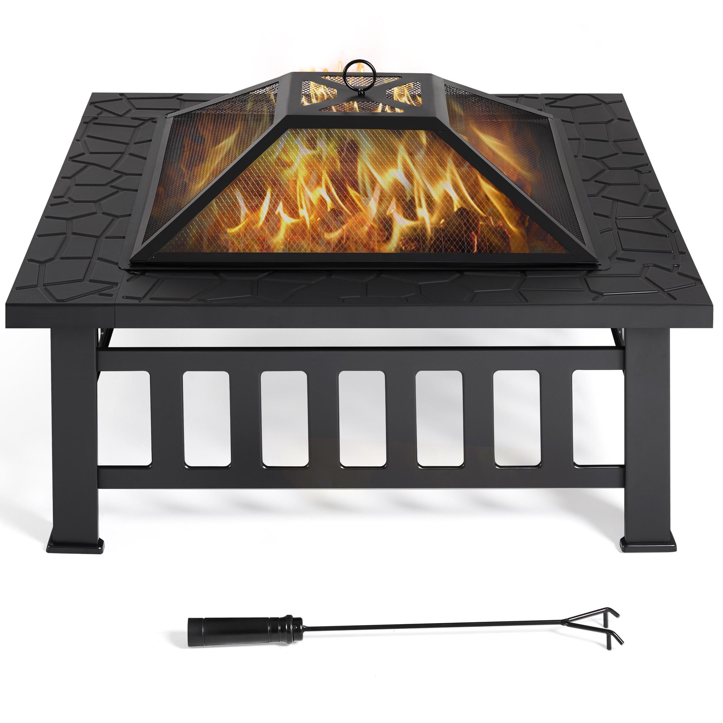 yaheetech brasero extérieur 3 en 1 carré