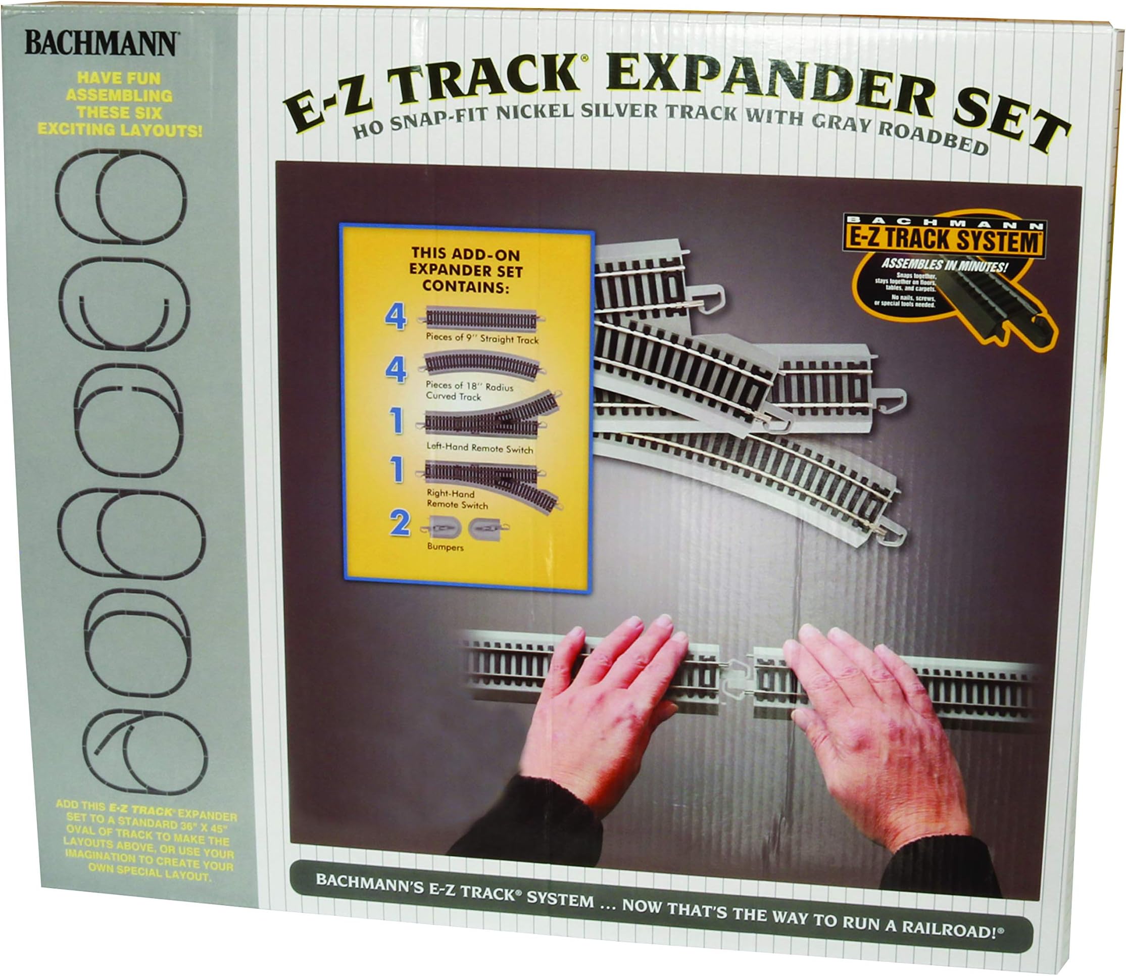 Trains SnapFit EZ TRACK LAYOUT EXPANDER SET NICKEL SILVER Rail With Grey Roadbed HO Scale
