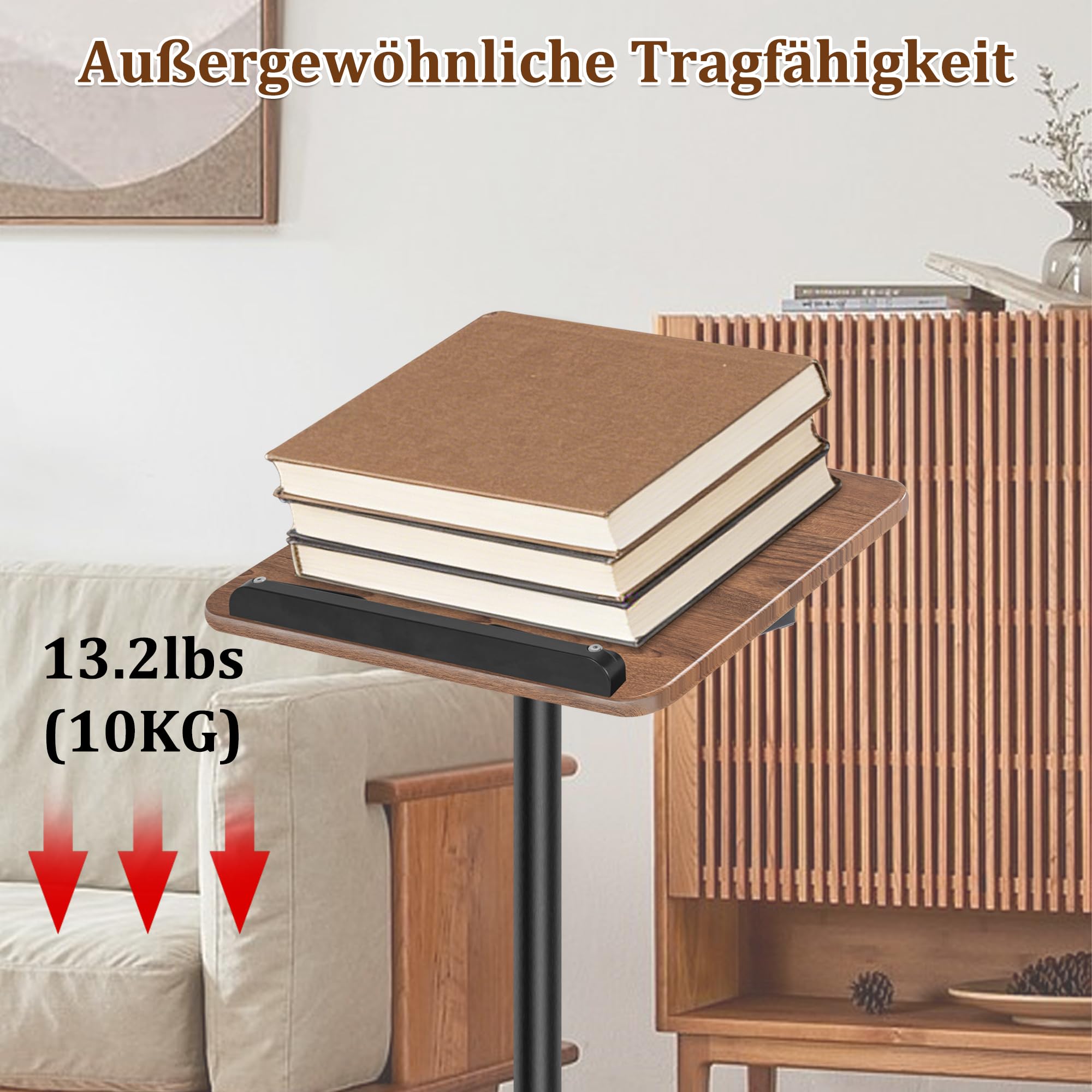 2 in 1 Verstellbarer Buchständer, Höhenverstellbar 50-130cm,Schwarz | Dual-Use Boden & Schreibtisch-Buchhalter, Holz-Kochbuchhalter mit Seitenclips, für Musikblatt, Rezept, Laptop