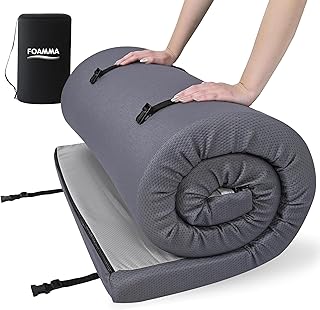 Foamma 7,6 x 76,2 x 203,2 cm Memory-Foam-Camping-Matratze mit wasserabweisendem Reißverschlussbezug, faltbar und tragbar für Camping, Wohnmobil-Etagenbett, Zelt, Gästebett, Outdoor und Wohnheim