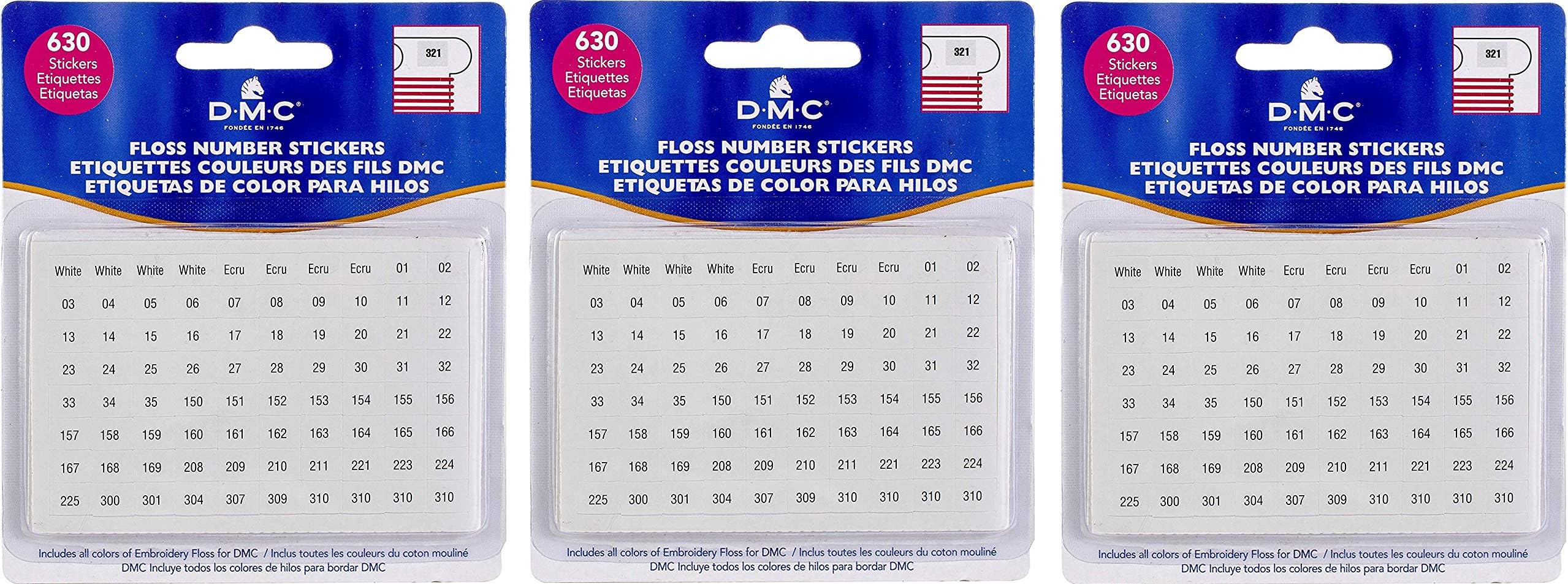 6103 Floss Number Stickers, 630-Stickers (3 Pack)