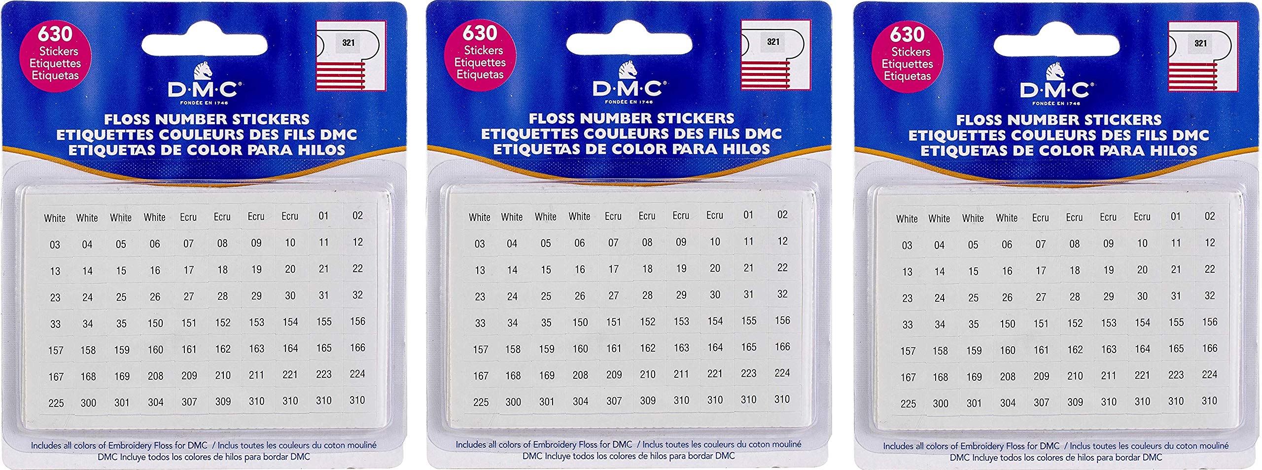 6103 Floss Number Stickers, 630-Stickers (3 Pack)