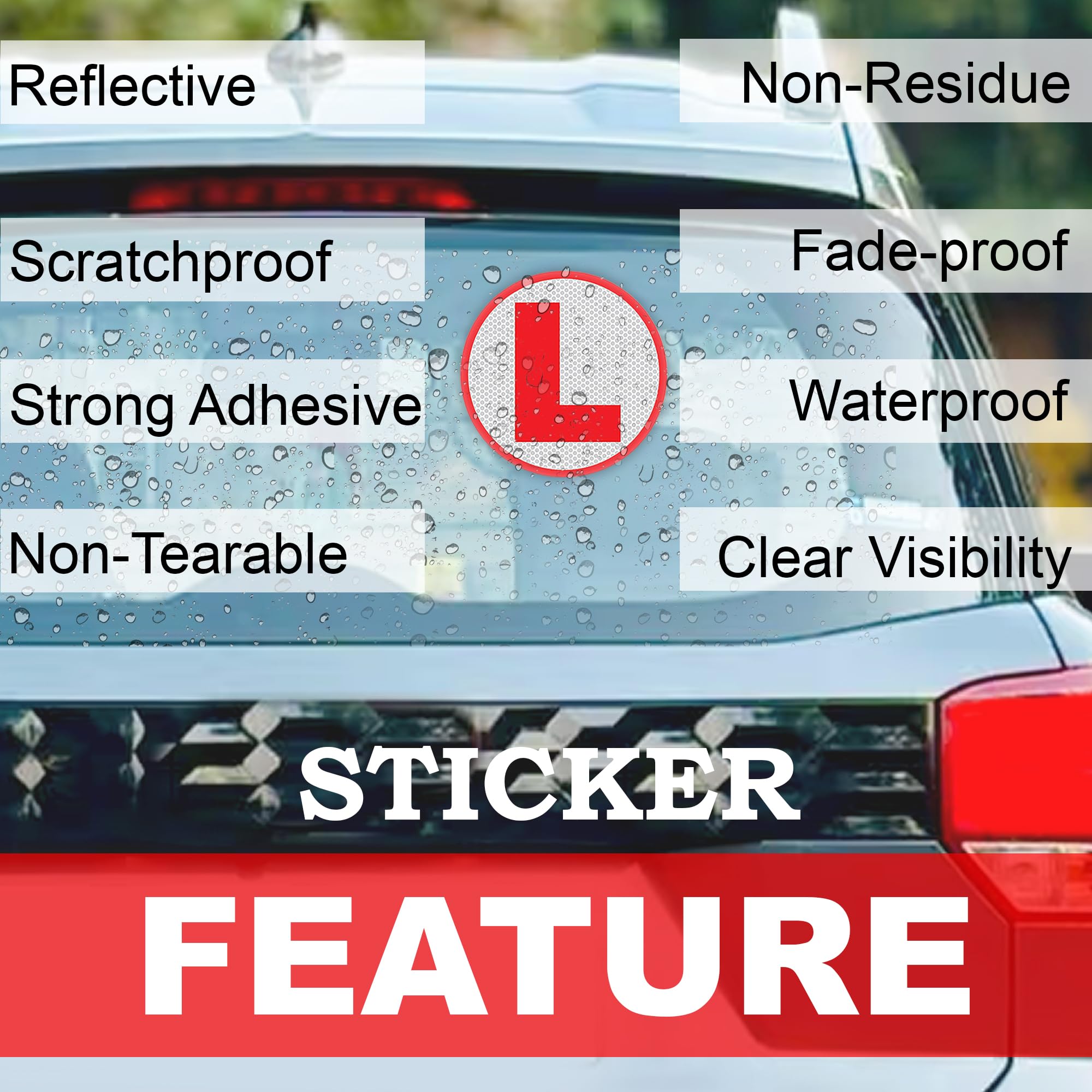 GLUN® Reflective L Sticker for Learning Drivers | Waterproof Car Board Sticker | Easily Removable, 15cm x 15cm, 2 Piece — Amazon image 5