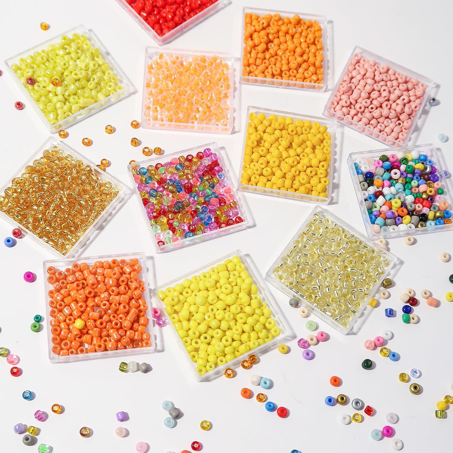 11200pcs Glass Seed Beads for DIY Crafting Bracelet Necklace Embroidery Jewelry Making Supplies (3mm, 400pcs/Color, 28 Colors, Yellow Scheme) - Image 3