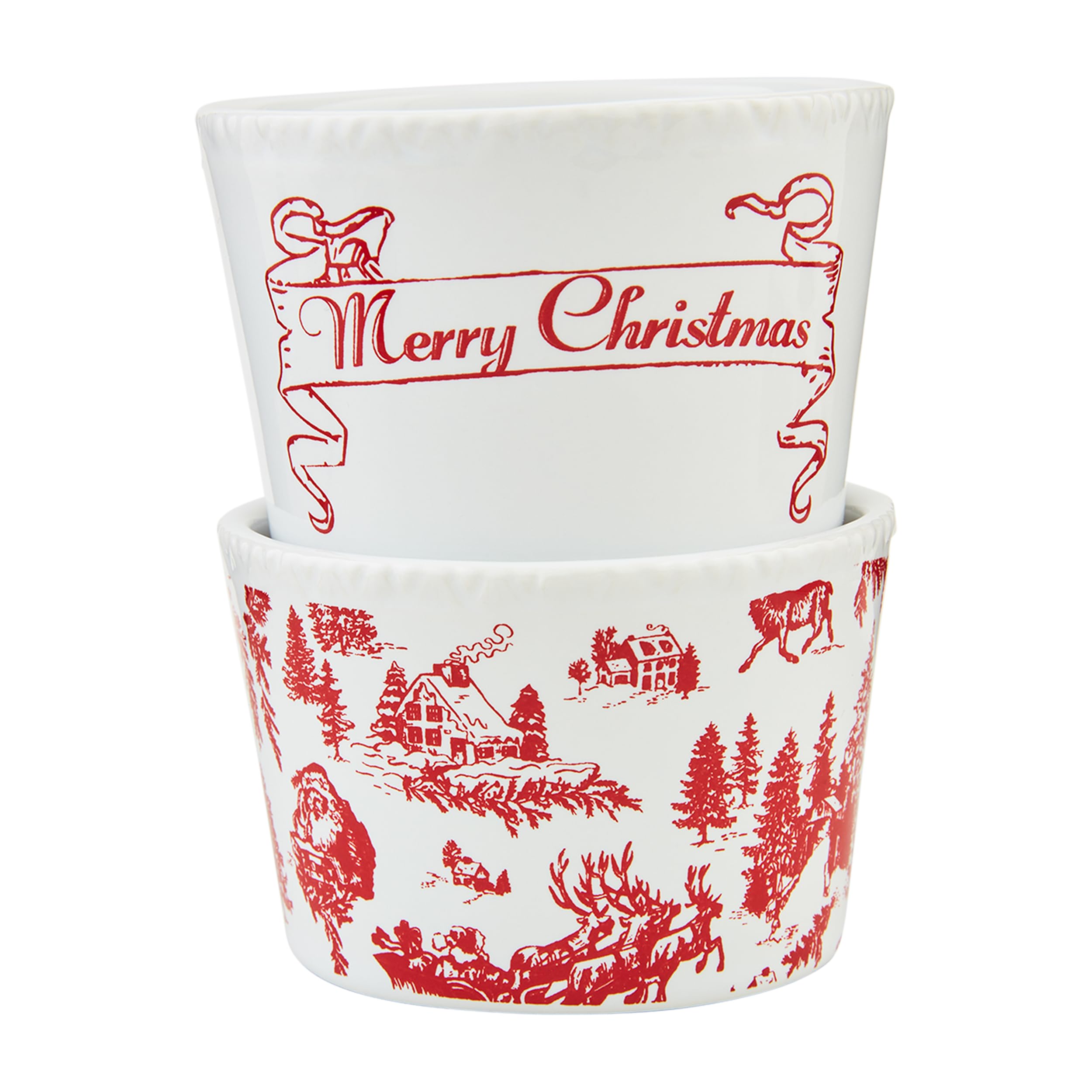 Mud Pie Toile Tidbit-Set – 2 Steinzeug-Schalen, 5,1 Cm Hoch, 7,6 Cm Durchmesser, Rot