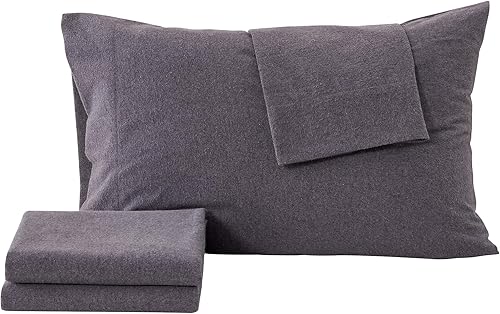 Miniatura 7 de Great Bay Home Juego de sábanas de franela de mezcla de algodón de 4 piezas, sábanas y fundas de almohada de algodón, cálidas, doble cepillado para