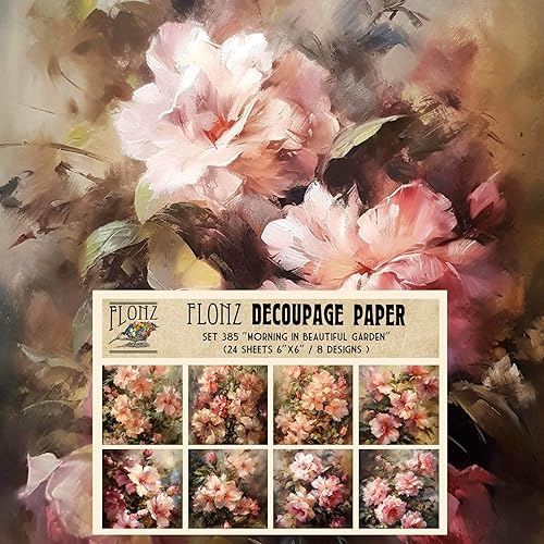 Decoupage - Paquete de papel (24 hojas de 6 x 6 pulgadas) Morning in Beautiful Garden # Papel de patrón de estilo vintage para decoupage,