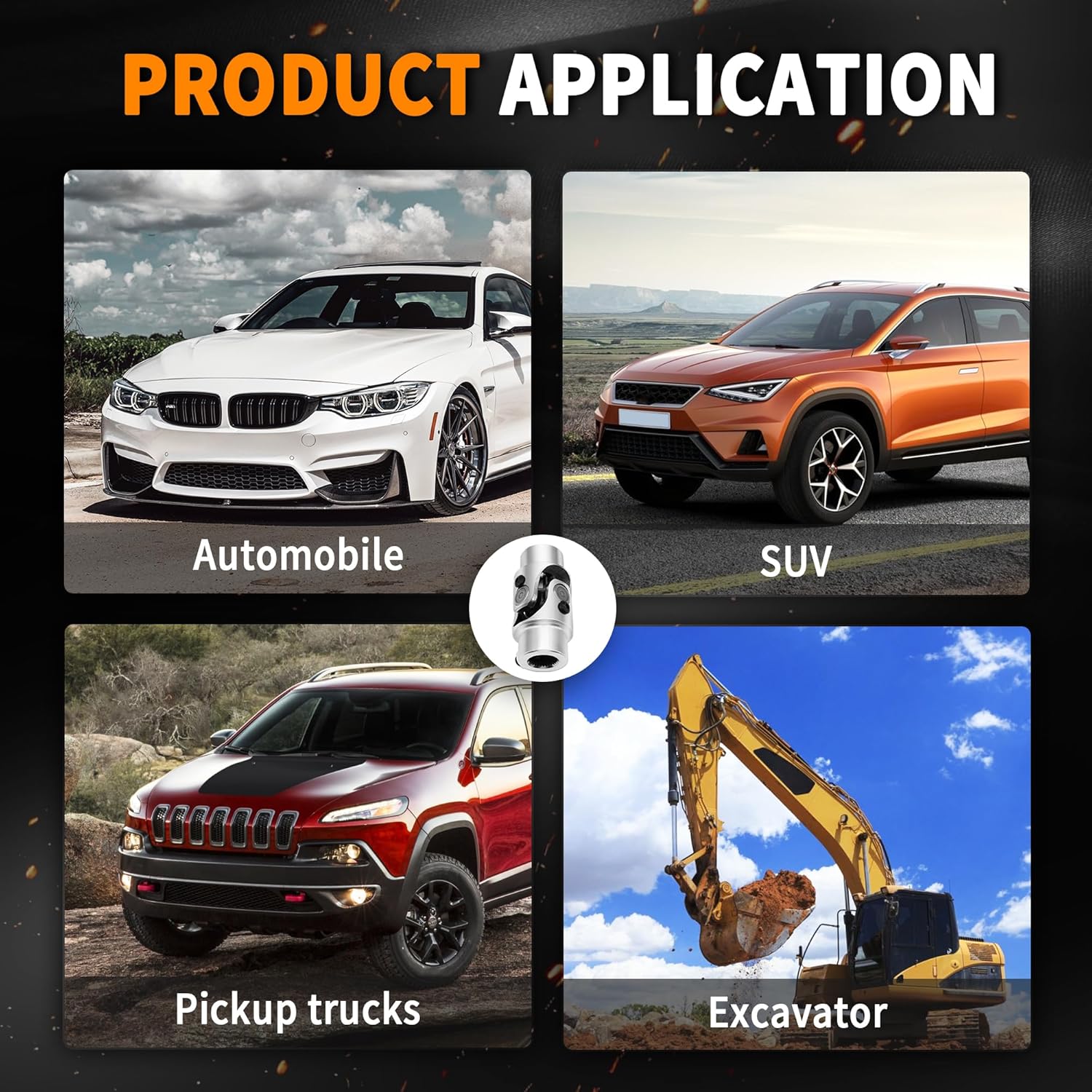 3/4" -30 Spline X 3/4" DD Chrome Steering Universal Joint Single U Joint Shaft